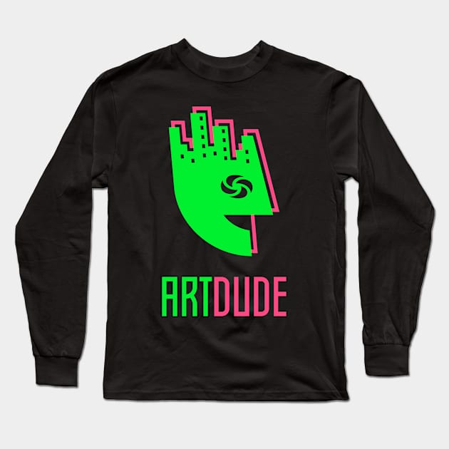 YourArtDude Logo In Lime And Magenta Long Sleeve T-Shirt by yourartdude